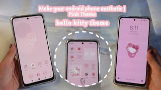 Making My Android Phone Aesthetic✨️ | Pink Theme🌸 | Hello Kitty Setup | #redminote10s