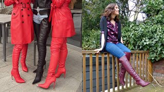 SUPER STYLISH AND TRENDY HEEL IDEAS/LEATHER OVER KNEE HIGH HEEL BOOTS DESIGN