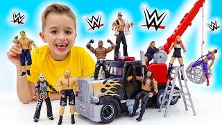Vlad and Niki do sports together with WWE toys and become stronger