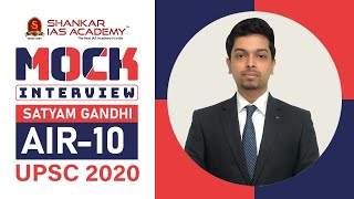 Satyam Gandhi AIR 10 UPSC Topper | IAS Topper 2020 Mock Interview | First Attempt | Youngest IAS