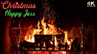 🔥 Christmas Fireplace w/ Happy Jazz Christmas Music 🔥 Instrumental Upbeat Christmas Jazz Ambience