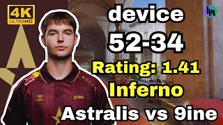 device (52-34) Astralis vs 9ine (Inferno) | RES Showdown | Feb 8, 2025 | CS2 POV/DEMO