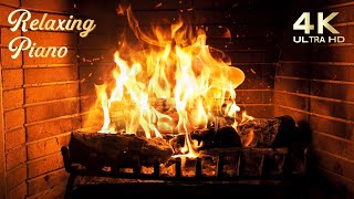 🔥 Cozy Fireplace 4K - Relaxing Piano Music Ambience - Warm and Cozy Study Music Ambience