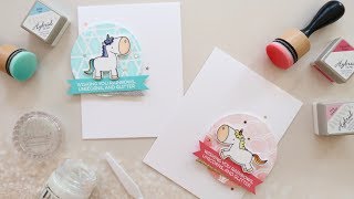 Sparkly Unicorn Cards Featuring Tonic Nuvo Diamond Hybrid Ink Pads (REVIEW)