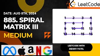 885. Spiral Matrix III | Simulation | Matrix |Leetcode Daily Challenge|DSA|Hindi