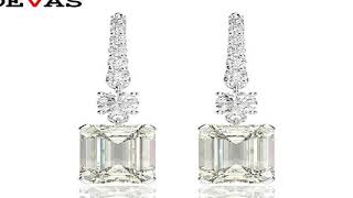 OEVAS Luxury 925 Sterling Silver Created Moissanite Gemstone White Gold Drop Dangle Hook Earrin