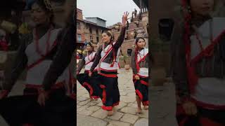 dhime dance with newari dress at taumadhi Bhaktapur