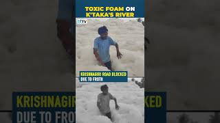 Shocking Visuals As Thenpennai River's Toxic Foam Stops Traffic Near Karnataka's Kelavarapalli Dam