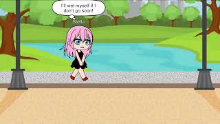 Stella pees in a public lake! Gacha Club Pee Desperation Omakyusai With Fake Sound Effects