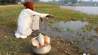 Fishing Video || Grandpa's fishing technique is unique and interesting || Amazing hook trap