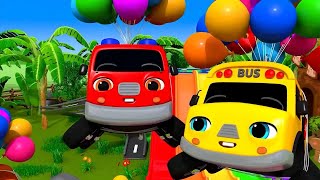 Baby Shark + Wheels On the Bus song - Soccer ball shaped wheels - Baby Nursery Rhymes \u0026 Kids Songs