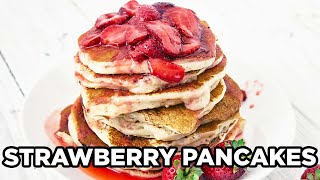 Fluffy Strawberry Pancakes Recipe | Pancake Recipe by Laura Fuentes