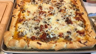 OLD SCHOOL CAFETERIA STYLE GROUND BEEF/PEPPERONI PIZZA