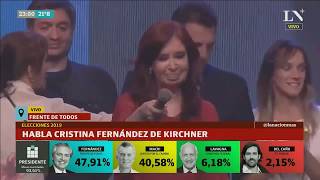 Discurso completo de Cristina Kirchner tras el triunfo de Alberto Fernández - Elecciones 2019