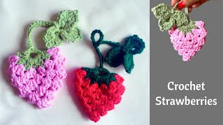 Crochet Strawberry Bookmark | Crochet Strawberry with Vine