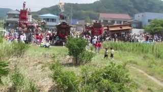 6044館山市船形の祭（ほんまち）川名浜に６基の花車山車御船が集結、ほんまちの開始。fnkt8984,,,8986