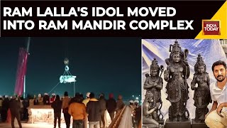 Exclusive Visuals Of Ram Lalla's Idol Being Taken Inside Ram Mandir Complex In Ayodhya Using Crane