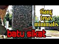 pemasangan batu sikat tiang teras_PANCA WARNA+BLACK STONE