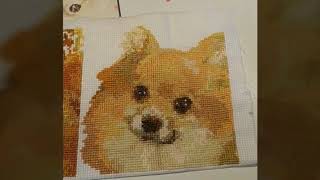 無料アプリを使って 愛犬の写真から クロスステッチ 刺繍 ハンドメイド