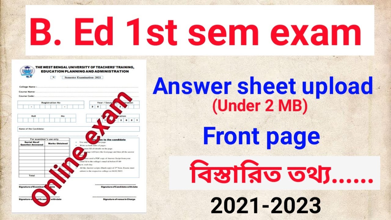 B.ed 1st Sem Exam Date. Wbuttepa Bed 1st Sem Online Exam 2022. B. Ed ...