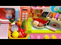 DIY Hello Kitty Kitchen ASMR cooking and making mini food pizza, burger, BBQ with kitchen toys