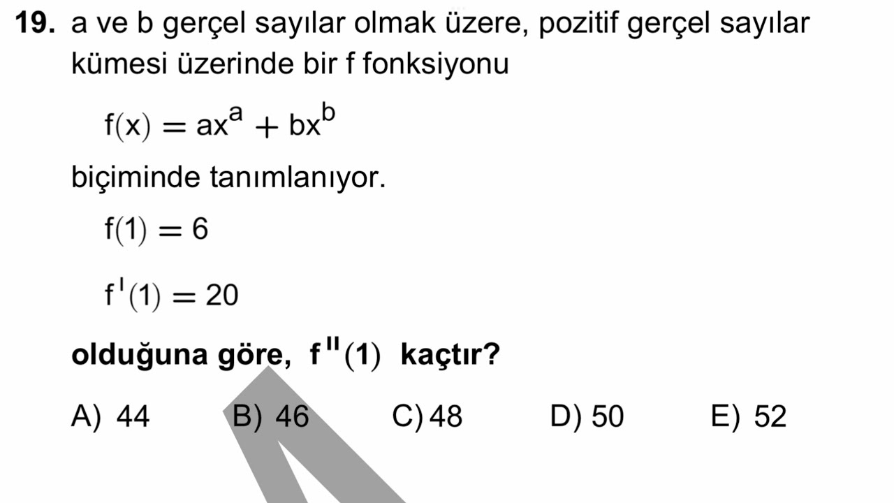 2021 AYT MATEMATIK 19. SORU TUREV SORUSU - YouTube