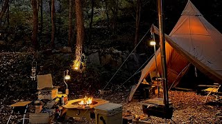 🏕️숲속에서 여유로운 캠핑. 🍂낙엽 비ASMR.스노우피크.레인저랩터.tp텐트.가을캠핑