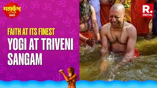 Unmissable Yogi Video | Rides On Boat, Takes Holy Dip At Triveni Sangam With His Cabinet