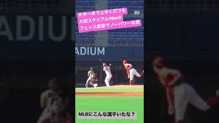 大田スタジアムで初ホームランかと思ったら逆風で全然入らないノーパワー男。助っ人外国人打法、未だ炸裂せず。