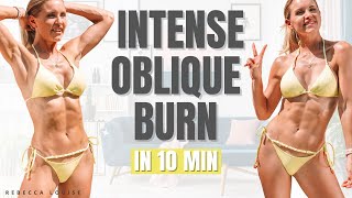 INTENSE OBLIQUE BURN 🔥 home WAIST & CORE workout | Rebecca Louise