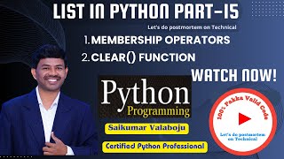 57.Python List Membership Operators & clear() Function Explained! ๐ | Python Basics