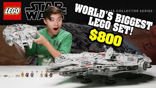 BIGGEST LEGO SET IN THE WORLD!!! LEGO Star Wars UCS Millennium Falcon GIVEAWAY Speed Build & Review!