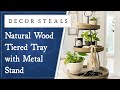 Decor Steals' Natural Wood Tiered Tray with Metal Stand