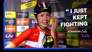 Emotional Cecilie Uttrup Ludwig struggles to hold back the tears after stage victory | Eurosport