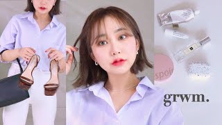 GRWM💜 염색하고 쿨톤 메이크업 / 외출가방 왓츠인마이백까지 (ft.속눈썹 뽀인트 메이컵) | JIANSSI