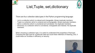 Lists, Tuples and Dictionary | Problem Solving Using Python | SNS Institutions