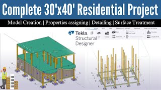 Complete 30'x40' Residential Project in Tekla Structure