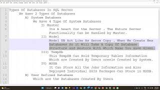 About System Databases & User Defined DataBases