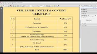 Complete Details: OG III Job Test  ZTBL (Zarai taraqiati bank Limited)