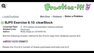 Java Practice It | Exercise 8.10 clearStock | classes, instance methods
