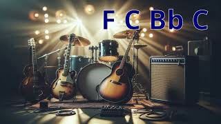 10 - Beat Rock Backing Track - F Maj - D min -  120 BPM - [ F | C | Bb | C ]