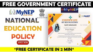 National Education Policy | #MyNep Free Quiz Certificate | Free Government Certification