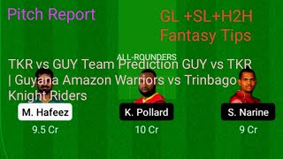 TKR vs GUY Team Prediction GUY vs TKR | Guyana Amazon Warriors vs Trinbago Knight Riders