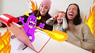 PET MONSTER PROBLEMS!!  Learning at home routine with Adley and Osmo, bring art to life app magic!