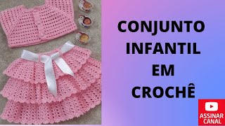 CONJUNTO INFANTIL EM CROCHÊ - parte 02.Top ,FACIL ,RAPIDO E ECONÔMICO.