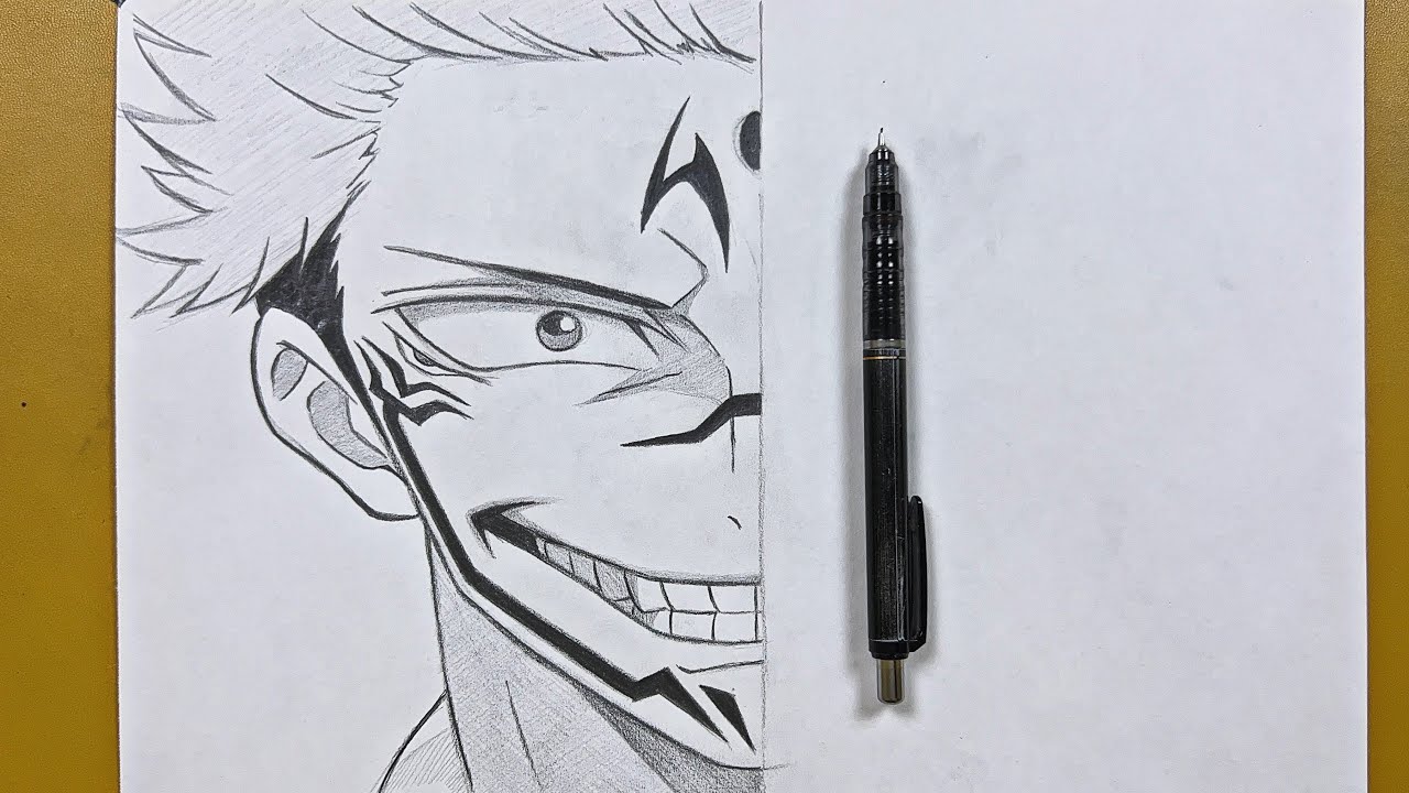 Anime Sketch | How To Draw Sukuna Step-by-step ( Jujutsu Kaisen ) Pt.1 ...