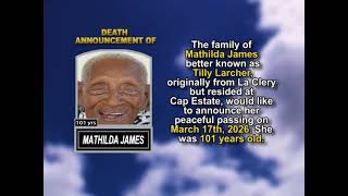 Mathilda James ~ Short Obituary