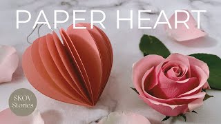 How to make a 3D Romantic Origami Paper Heart decoration in 5 minutes