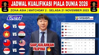 Jadwal Kualifikasi Piala Dunia 2026 Zona Asia Matchday 2 | Indonesia vs Filipina | Jadwal Timnas