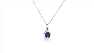 Johareez 0.90CTW Genuine Round Amethyst .925 Sterling Silver Pendant